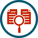 Icon einer Lupe, die zwei Verträge vergleicht