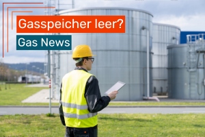 Mann in Sicherheitskleidung vor Gasspeicher