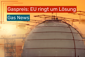 Weißes Gaslager und Pipeline vor Sonnenuntergang.