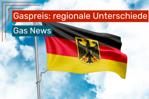 Deutschlandflagge mit Bundesadler wehend vor blauem Himmel mit Wolken.